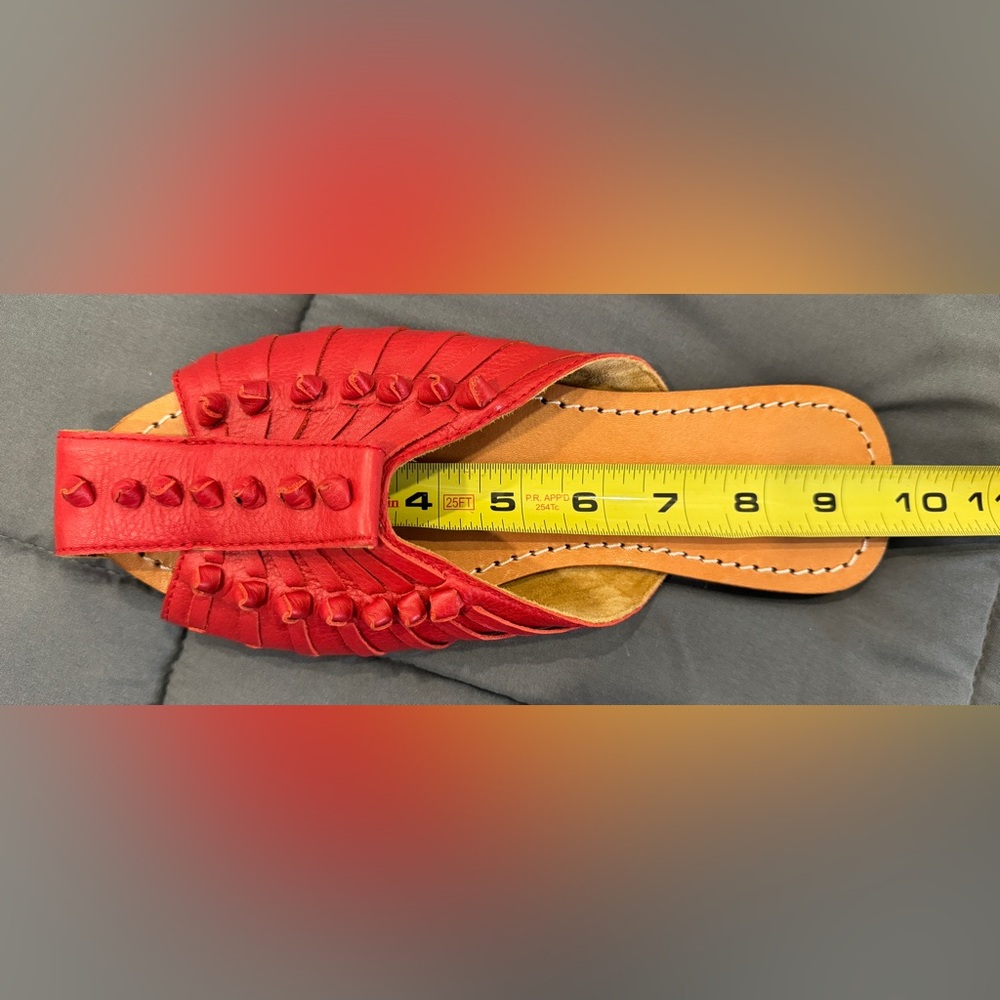 Cleobella Monroe Slide in Red Leather Size 36 US 5 Handmade Sandals - Picture 13 of 14